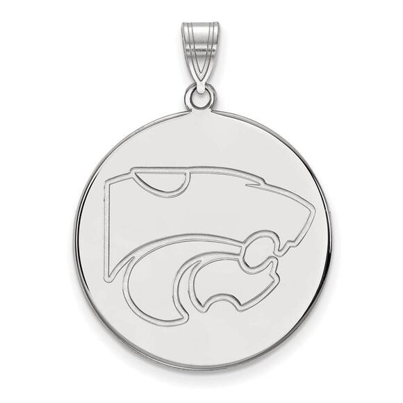 14k White Gold Kansas State XL Disc Pendant